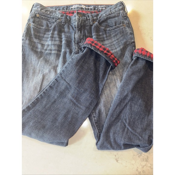 Eddie Bauer Sz 6 Boyfriend Relaxed FLANNEL Lined Women's Jeans Camping Outdoor - Picture 1 of 6